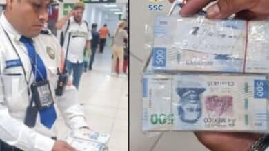 Policía encuentra 50 mil pesos en el AICM; lo entrega a su dueño
