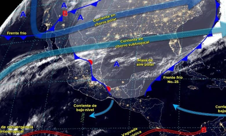 Fuertes rachas de viento y oleaje elevado sobre el noroeste de México