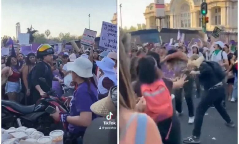 Motociclista agrede a mujeres en plena marcha del 8M en la CDMX