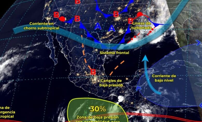 Se pronostican lluvias fuertes con descargas eléctricas en el noreste, centro, oriente y sureste de México