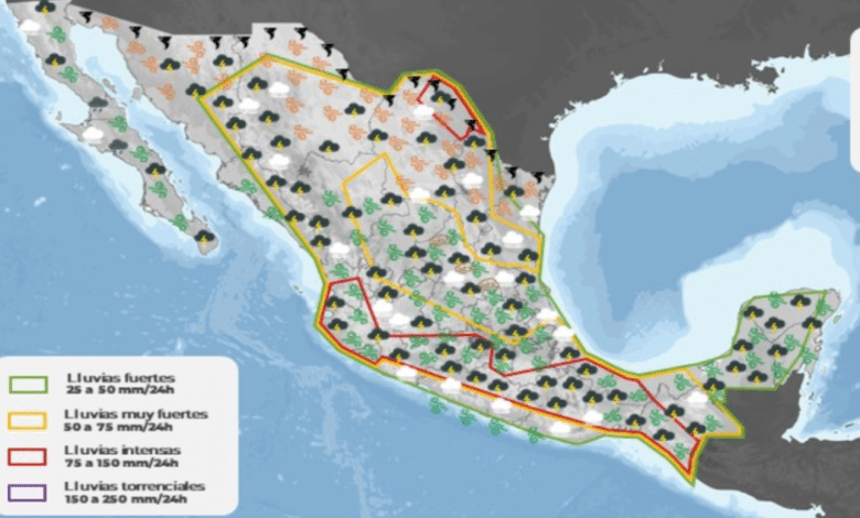 Clima hoy 23 de julio, se prevén lluvias intensas en varios estados de México