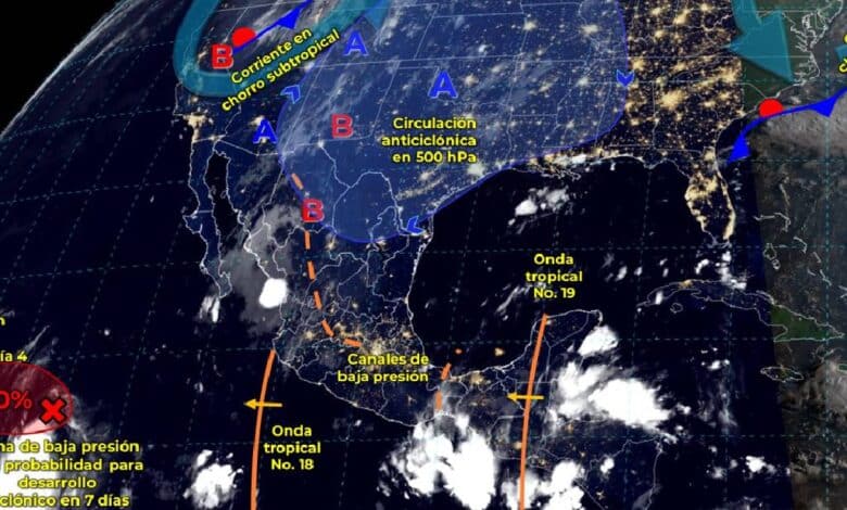 Se pronostican lluvias puntuales intensas en Veracruz, Oaxaca, Chiapas, Tabasco y Campeche