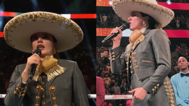 Camila Fernández comete error al entonar el Himno Nacional en la pelea del Canelo Álvarez