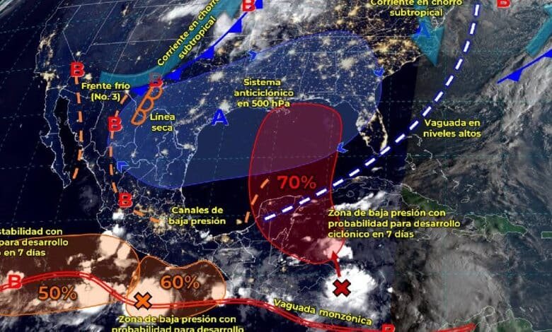 Frente frío No. 3 se aproximará a los estados del norte de México