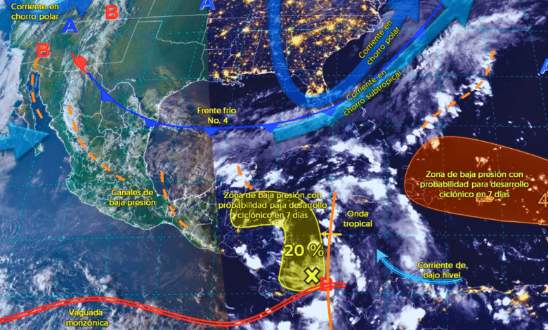 Se prevén lluvias muy fuertes en el norte, noreste, oriente, sureste y Península de Yucatán