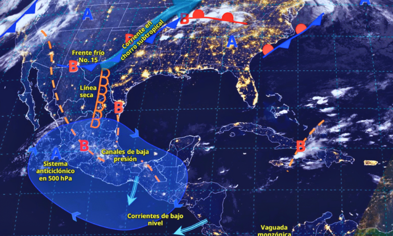 Se prevén rachas de viento fuertes en zonas del noroeste, centro, oriente y sureste de México