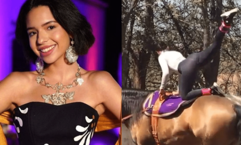 Ángela Aguilar muestra su gran destreza para montar a caballo