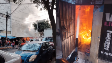 Bomberos de México apagando un incendio