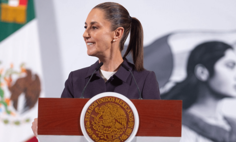 La presidenta Claudia Sheinbaum en la mañanera hoy 27 de Marzo