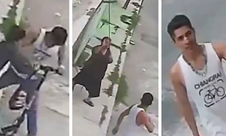 Abuelita defiende a su nieto de un asalto con un jalador