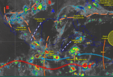 Este día, el monzón mexicano, en combinación con inestabilidad atmosférica, originarán lluvias puntuales intensas en el sur de Sinaloa y Nayarit; lluvias fuertes a muy fuertes en el noroeste del país.