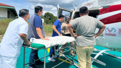 Trasladan vía aérea a joven de 20 años con parto prolongado