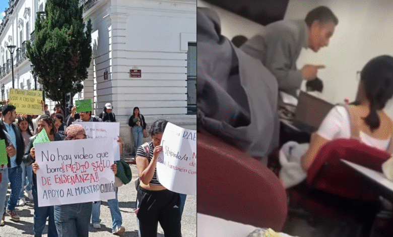 Estudiantes marchan para pedir justicia y claridad tras la suspensión del maestro Daniel Guillén