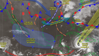 Canales de baja presión sobre el interior del país y la península de Yucatán, en combinación con el ingreso de humedad del océano Pacífico, golfo de México y mar Caribe, e inestabilidad atmosférica, originarán lluvias y chubascos dispersos