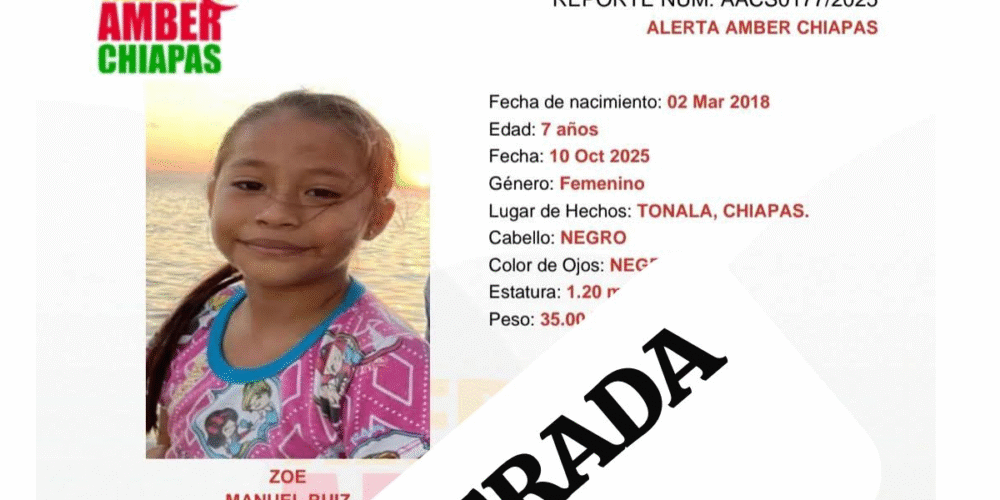 Momentos de angustia y desesperación se vivieron en el municipio de Tonalá tras reportarse la desaparición de la pequeña Zoé Manuel Ruiz, de 7 años de edad, quien había sido sustraída de la casa de su abuela.