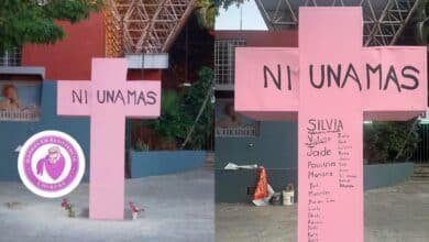 Memorial contra feminicidios queda instalado en Chiapas; colectivas advierten que no permitirán su retiro (Foto de internet)