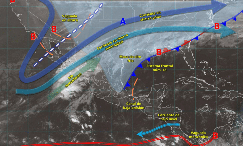 México enfrenta frío extremo y lluvias intensas por la presencia del frente frío 18
