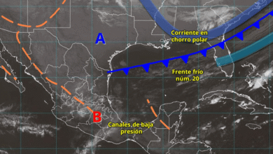 Para hoy, el frente frío núm. 20 se extenderá sobre el noreste de México, ocasionará fuertes rachas de viento en Coahuila, Nuevo León y Tamaulipas.