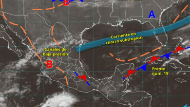 Este día, el frente núm. 19 se mantendrá con características de estacionario sobre el oriente de la península de Yucatán