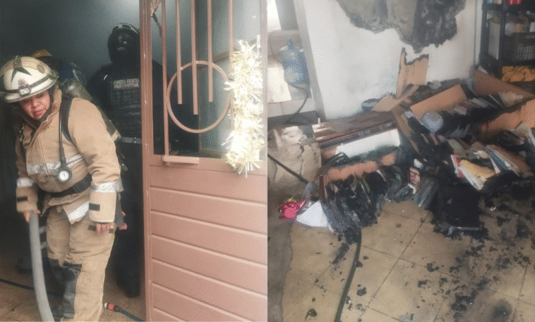 Veladora provoca incendio en vivienda de Tuxtla; bomberos logran controlarlo