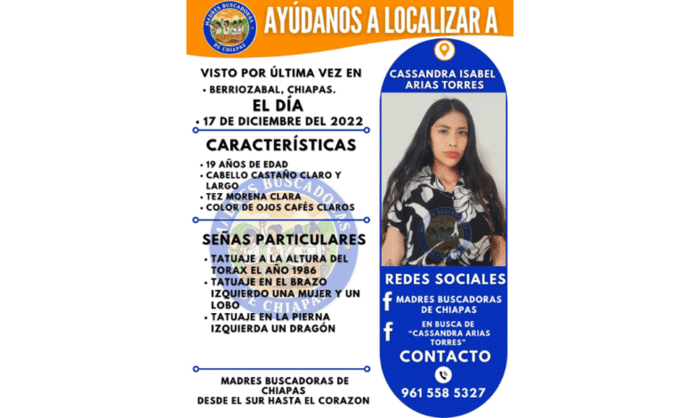 Busca a su hija Casandra