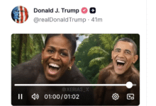 Trump difunde video que muestra a Obama y a su esposa como monos