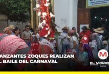 Danzantes zoques realizan el baile del carnaval