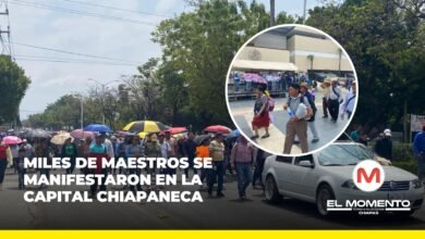 Miles de maestros se manifestaron en la capital chiapaneca