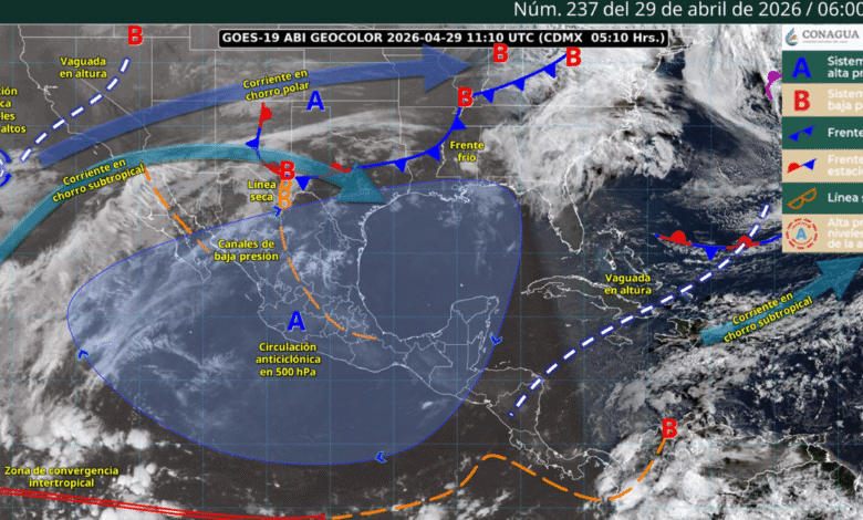 Pronóstico de lluvias para hoy 29 de abril de 2026
