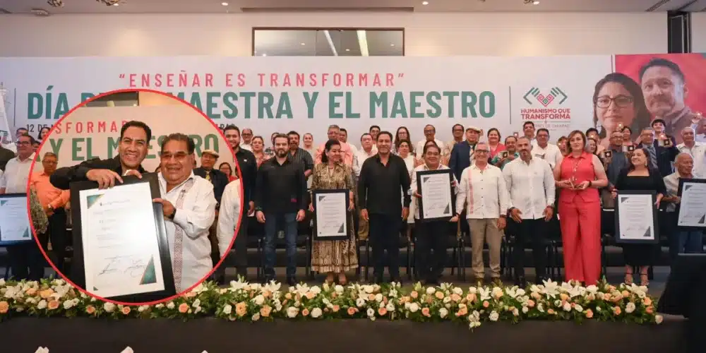 Medallas a docentes de los subsistemas federal y estatal (Foto de cortesía)
