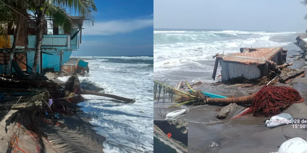 Mar de fondo en las costas de Chiapas (Foto de Protección Civil)