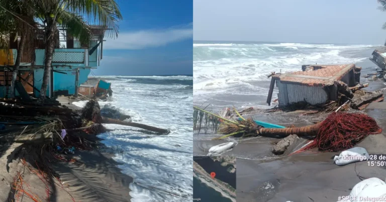 Mar de fondo en las costas de Chiapas (Foto de Protección Civil)
