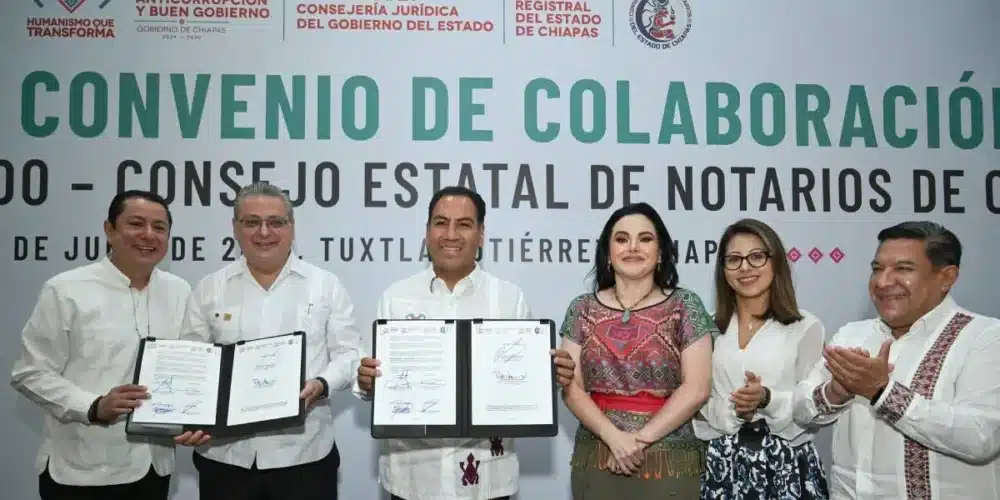 Gobierno de Chiapas firma convenio con notarios para agilizar trámites y fortalecer la certeza jurídica