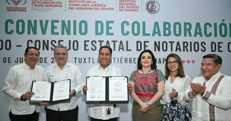 Gobierno de Chiapas firma convenio con notarios para agilizar trámites y fortalecer la certeza jurídica