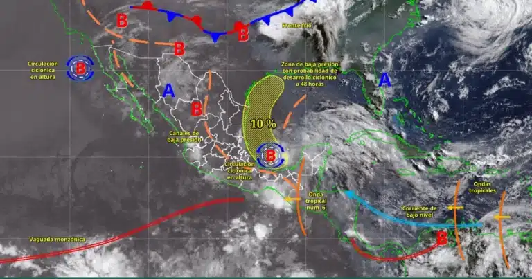 Pronóstico del tiempo hoy en México: onda tropical núm. 6 y lluvias intensas (Imagen de Conagua)