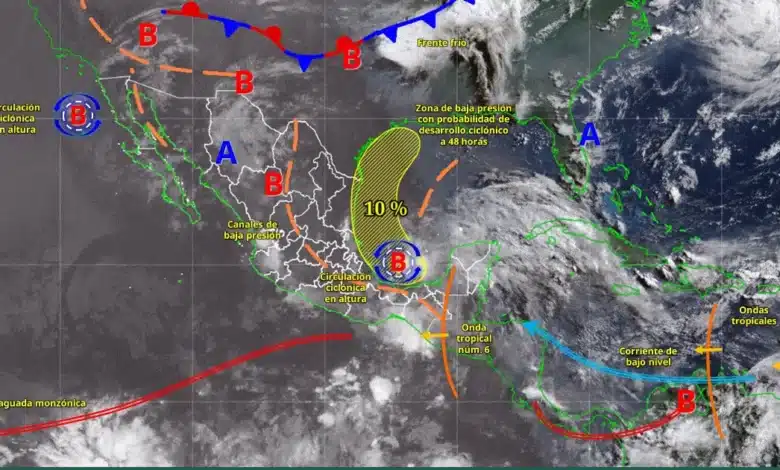 Pronóstico del tiempo hoy en México: onda tropical núm. 6 y lluvias intensas (Imagen de Conagua)