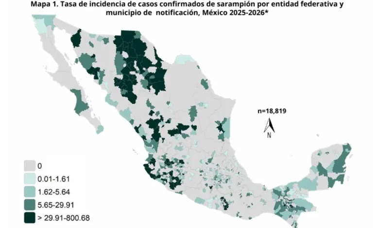 chiapas, tercer estado con más casos de sarampión en 2026
