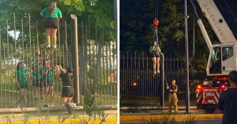 aficionada queda atrapada al intentar entrar al fan fest de monterrey fue rescatada con una grúa