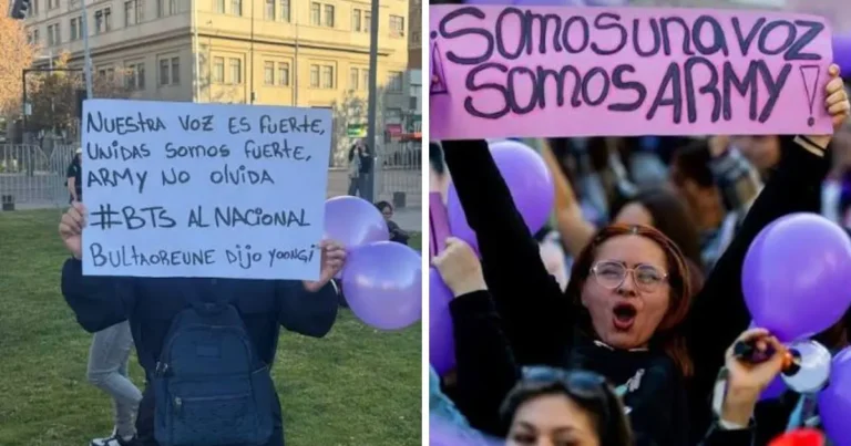 army pinta de morado las calles de chile para exigir que no cancelen los conciertos de bts
