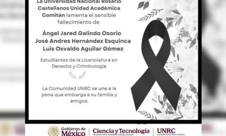 universidad rosario castellanos lamenta muerte de tres alumnos en accidente