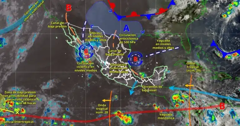 Pronóstico del clima: avanzan ondas tropicales núm. 28 y 29, continúan las lluvias (Foto de Conagua)