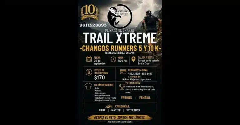 Este fin de semana se llevará la carrera pedestre Trail Extreme Changos Runners 2026 en Tuxtla Gutiérrez