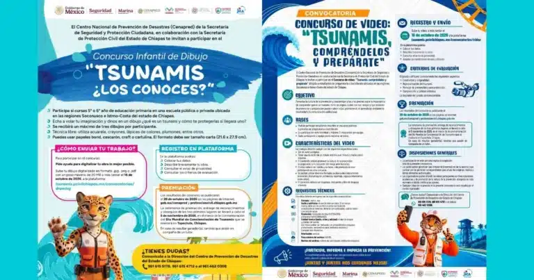 invitan a niñas, niños y jóvenes chiapanecos a participar en concursos sobre prevención de tsunamis