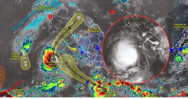 Huracán Polo es categoría 3 en el Pacífico, se formó depresión tropical (Imagen de Conagua)