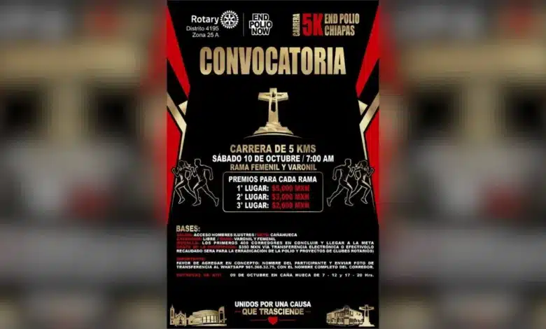 este sábado se realizará la carrera 5k end polio chiapas