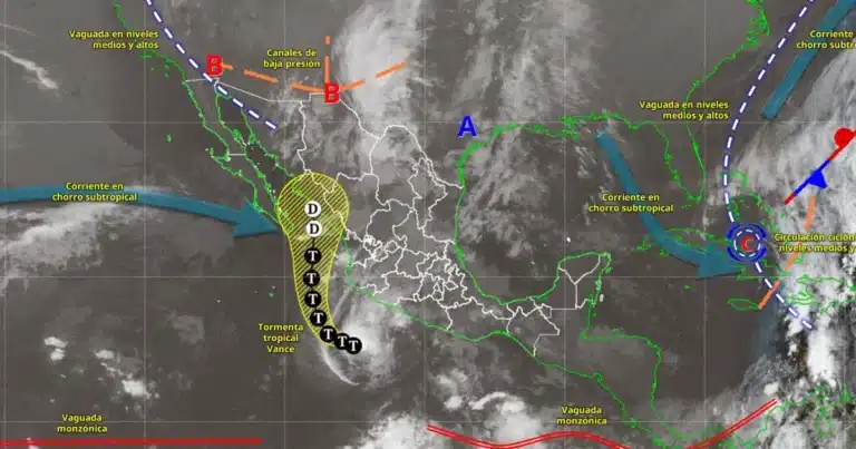 Clima hoy: tormenta tropical Vance y línea seca provocarán fuertes lluvias (Imagen de Conagua)