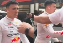 isack hadjar empuja a aficionado mexicano en el paddock del gp de méxico 2026